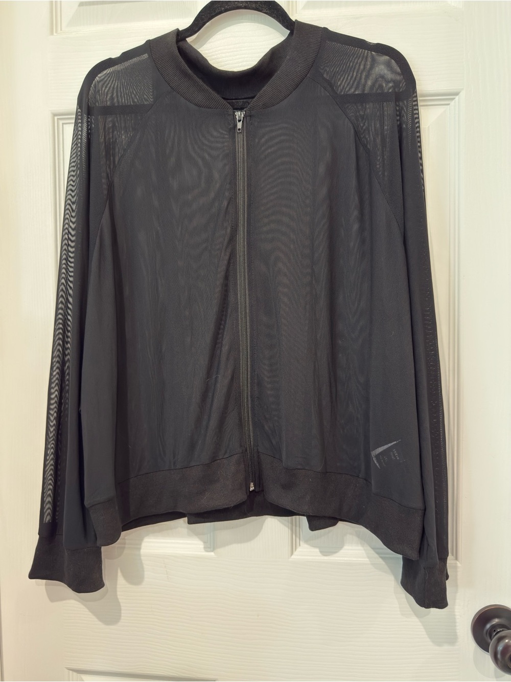 Black Sheer Mesh Bomber Jacket